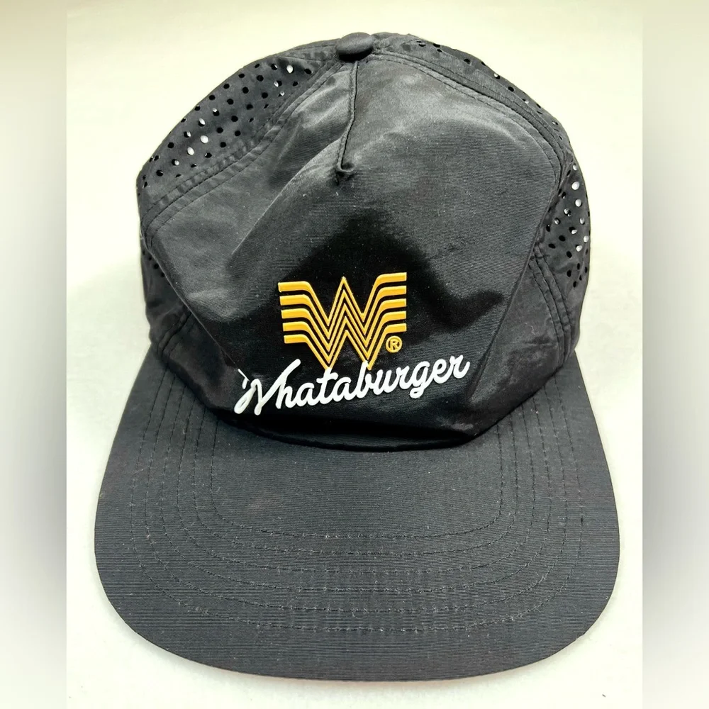 WHATABURGER Staunch‎ Black Mesh Restaurant Hat Snapback Trucker Hat NWT New